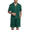 imageEkouaer Silk Satin Matching Pajamas Sets Couple Button Down Nightwear Women ampamp Men Short Sleeve Sleepwear 2 Pieces LoungewearDark Green