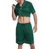 imageEkouaer Silk Satin Matching Pajamas Sets Couple Button Down Nightwear Women ampamp Men Short Sleeve Sleepwear 2 Pieces LoungewearDark Green