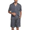 imageEkouaer Silk Satin Matching Pajamas Sets Couple Button Down Nightwear Women ampamp Men Short Sleeve Sleepwear 2 Pieces LoungewearDark Grey