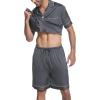 imageEkouaer Silk Satin Matching Pajamas Sets Couple Button Down Nightwear Women ampamp Men Short Sleeve Sleepwear 2 Pieces LoungewearDark Grey