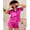 imageEkouaer Silk Satin Matching Pajamas Sets Couple Button Down Nightwear Women ampamp Men Short Sleeve Sleepwear 2 Pieces LoungewearHot Pink
