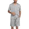 imageEkouaer Silk Satin Matching Pajamas Sets Couple Button Down Nightwear Women ampamp Men Short Sleeve Sleepwear 2 Pieces LoungewearLight Grey