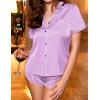 imageEkouaer Silk Satin Matching Pajamas Sets Couple Button Down Nightwear Women ampamp Men Short Sleeve Sleepwear 2 Pieces LoungewearLilac