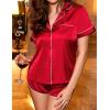 imageEkouaer Silk Satin Matching Pajamas Sets Couple Button Down Nightwear Women ampamp Men Short Sleeve Sleepwear 2 Pieces LoungewearRed