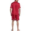 imageEkouaer Silk Satin Matching Pajamas Sets Couple Button Down Nightwear Women ampamp Men Short Sleeve Sleepwear 2 Pieces LoungewearRed