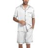 imageEkouaer Silk Satin Matching Pajamas Sets Couple Button Down Nightwear Women ampamp Men Short Sleeve Sleepwear 2 Pieces LoungewearWhite