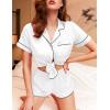 imageEkouaer Silk Satin Matching Pajamas Sets Couple Button Down Nightwear Women ampamp Men Short Sleeve Sleepwear 2 Pieces LoungewearWhite