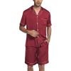 imageEkouaer Silk Satin Matching Pajamas Sets Couple Button Down Nightwear Women ampamp Men Short Sleeve Sleepwear 2 Pieces LoungewearWine Red