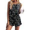 imageEkouaer 2 Pack Womens Pajama Set Print Sleepwear Tank Tops and Ruffled Shorts with Pockets Soft Loungewear Sets OutfitsBlack Cats