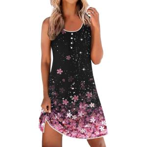 imageEkouaer Tank Nightgowns for Women Sleeveless Night gowns Button down Sleep Shirts Soft Sleep Dress Ladies ChemiseCherry Blossoms