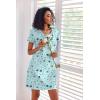 imageEkouaer 3 Pack Nightgowns for Women Short Sleeve Sleepshirt Button Down Nightshirt Soft Pajamas Dress Casual SleepwearBlackGreyBlue Stars