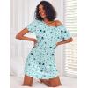 imageEkouaer 3 Pack Nightgowns for Women Short Sleeve Sleepshirt Button Down Nightshirt Soft Pajamas Dress Casual SleepwearBlackGreyBlue Stars