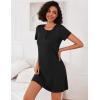 imageEkouaer 3 Pack Nightgowns for Women Short Sleeve Sleepshirt Button Down Nightshirt Soft Pajamas Dress Casual SleepwearBlackGreyBlue Stars
