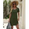 imageEkouaer Womens Nightgown Cotton Nightshirts Short Sleeve Sleep Shirt with Chest Pocket Crewneck Nightdress SXXLArmy Green