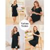 imageEkouaer Womens Nightgown Cotton Nightshirts Short Sleeve Sleep Shirt with Chest Pocket Crewneck Nightdress SXXLBlack