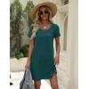 imageEkouaer Womens Nightgown Cotton Nightshirts Short Sleeve Sleep Shirt with Chest Pocket Crewneck Nightdress SXXLBlue Green