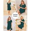 imageEkouaer Womens Nightgown Cotton Nightshirts Short Sleeve Sleep Shirt with Chest Pocket Crewneck Nightdress SXXLBlue Green