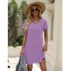 imageEkouaer Womens Nightgown Cotton Nightshirts Short Sleeve Sleep Shirt with Chest Pocket Crewneck Nightdress SXXLLilac