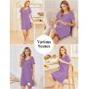 imageEkouaer Womens Nightgown Cotton Nightshirts Short Sleeve Sleep Shirt with Chest Pocket Crewneck Nightdress SXXLLilac