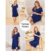 imageEkouaer Womens Nightgown Cotton Nightshirts Short Sleeve Sleep Shirt with Chest Pocket Crewneck Nightdress SXXLNavy Blue