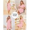 imageEkouaer Womens Nightgown Cotton Nightshirts Short Sleeve Sleep Shirt with Chest Pocket Crewneck Nightdress SXXLPink