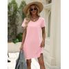 imageEkouaer Womens Nightgown Cotton Nightshirts Short Sleeve Sleep Shirt with Chest Pocket Crewneck Nightdress SXXLPink