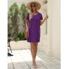 imageEkouaer Womens Nightgown Cotton Nightshirts Short Sleeve Sleep Shirt with Chest Pocket Crewneck Nightdress SXXLPurple