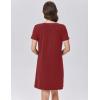 imageEkouaer Womens Nightgown Cotton Nightshirts Short Sleeve Sleep Shirt with Chest Pocket Crewneck Nightdress SXXLWine Red