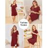 imageEkouaer Womens Nightgown Cotton Nightshirts Short Sleeve Sleep Shirt with Chest Pocket Crewneck Nightdress SXXLWine Red
