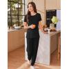 imageEkouaer Womens Pajama Sets Short Sleeve Lounge Sets for Women Printed Jogger Pajama Set 2 Piece Pj Sets With Pockets SXXLBlack