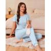 imageEkouaer Womens Pajama Sets Short Sleeve Lounge Sets for Women Printed Jogger Pajama Set 2 Piece Pj Sets With Pockets SXXLBlue Star