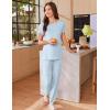 imageEkouaer Womens Pajama Sets Short Sleeve Lounge Sets for Women Printed Jogger Pajama Set 2 Piece Pj Sets With Pockets SXXLBlue Star