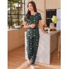 imageEkouaer Womens Pajama Sets Short Sleeve Lounge Sets for Women Printed Jogger Pajama Set 2 Piece Pj Sets With Pockets SXXLDark Grey Star