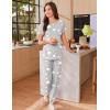 imageEkouaer Womens Pajama Sets Short Sleeve Lounge Sets for Women Printed Jogger Pajama Set 2 Piece Pj Sets With Pockets SXXLLight Grey Star