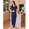 imageEkouaer Womens Pajama Sets Short Sleeve Lounge Sets for Women Printed Jogger Pajama Set 2 Piece Pj Sets With Pockets SXXLNavy Blue