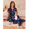 imageEkouaer Womens Pajama Sets Short Sleeve Lounge Sets for Women Printed Jogger Pajama Set 2 Piece Pj Sets With Pockets SXXLNavy Blue Dinosaur