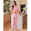imageEkouaer Womens Pajama Sets Short Sleeve Lounge Sets for Women Printed Jogger Pajama Set 2 Piece Pj Sets With Pockets SXXLPink