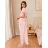 imageEkouaer Womens Pajama Sets Short Sleeve Lounge Sets for Women Printed Jogger Pajama Set 2 Piece Pj Sets With Pockets SXXLPink Stripe
