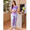 imageEkouaer Womens Pajama Sets Short Sleeve Lounge Sets for Women Printed Jogger Pajama Set 2 Piece Pj Sets With Pockets SXXLPurple Tiedye