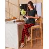 imageEkouaer Womens Pajama Sets Short Sleeve Lounge Sets for Women Printed Jogger Pajama Set 2 Piece Pj Sets With Pockets SXXLRed Lattice