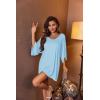 imageEkouaer Womens Sleepshirt Deep V Neck Nightgown Batwing Nightshirt Oversized SleepwearLight Blue