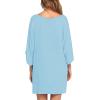 imageEkouaer Womens Sleepshirt Deep V Neck Nightgown Batwing Nightshirt Oversized SleepwearLight Blue