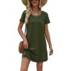 imageEkouaer Womens Nightgown Cotton Nightshirts Short Sleeve Sleep Shirt with Chest Pocket Crewneck Nightdress SXXLArmy Green