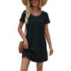 imageEkouaer Womens Nightgown Cotton Nightshirts Short Sleeve Sleep Shirt with Chest Pocket Crewneck Nightdress SXXLBlack