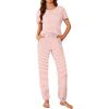 imageEkouaer Womens Pajama Sets Short Sleeve Lounge Sets for Women Printed Jogger Pajama Set 2 Piece Pj Sets With Pockets SXXLPink Stripe