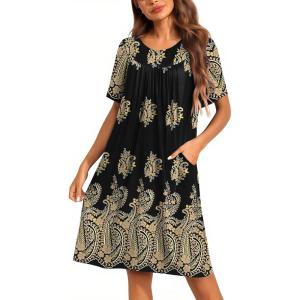 imageEkouaer Moo Moos for Women Button House Dresses for Women with Pocket Mumu S3XLBlack Hobo