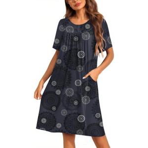 imageEkouaer Moo Moos for Women Button House Dresses for Women with Pocket Mumu S3XLBlack Mandala
