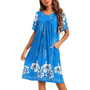 imageEkouaer Moo Moos for Women Button House Dresses for Women with Pocket Mumu S3XLBlue