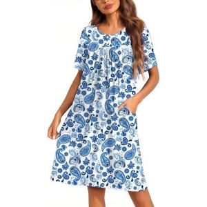 imageEkouaer Moo Moos for Women Button House Dresses for Women with Pocket Mumu S3XLBlue Boho