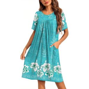 imageEkouaer Moo Moos for Women Button House Dresses for Women with Pocket Mumu S3XLLight Blue